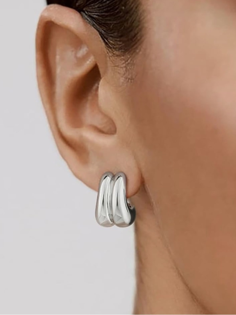 Anthropologie Sculpted Silver Wave Clip Earrings
